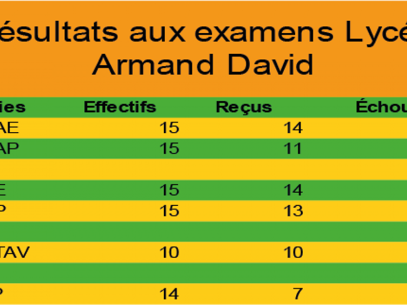 Résultats aux examens